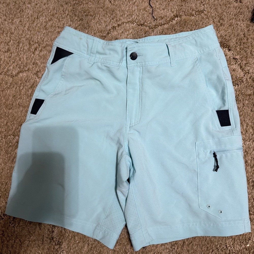 Magellan Outdoors Men's Pro Fish Angler Hybrid Shorts Small Turquoise Pockets